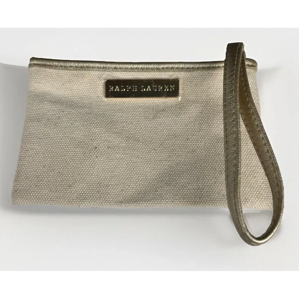 Ralph Lauren Wristlet Pouch‎ Bag Purse w/Wrist Strap Zipper Closure